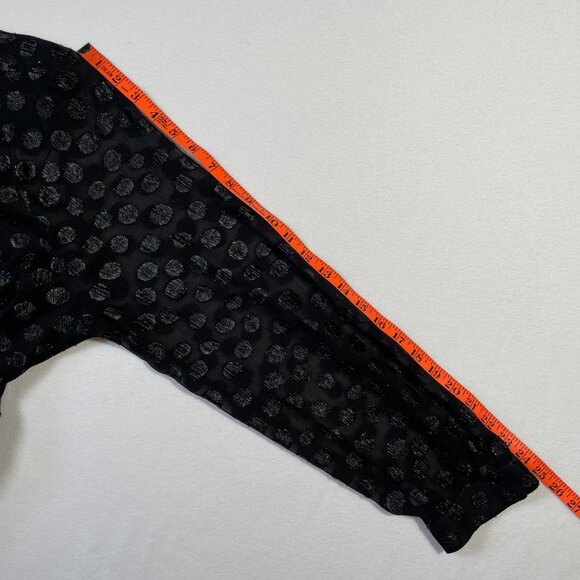 Jennifer Lopez Black Wrap Front Shimmer Sheer Polka Dot Blouse Size XL - Picture 11 of 15